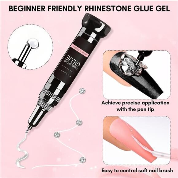 Nail Rhinestone Glue Set - Gel Nail Glue for Rhinestones, 3D Art Design - Picture 5 of 8